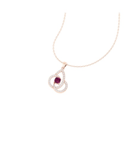 Solid 14K Gold Natural Rhodolite Garnet Necklace, Minimalist Diamond Pendant, January Birthstone, Gift for her, Everyday Gemstone Pendant | Save 33% - Rajasthan Living 3