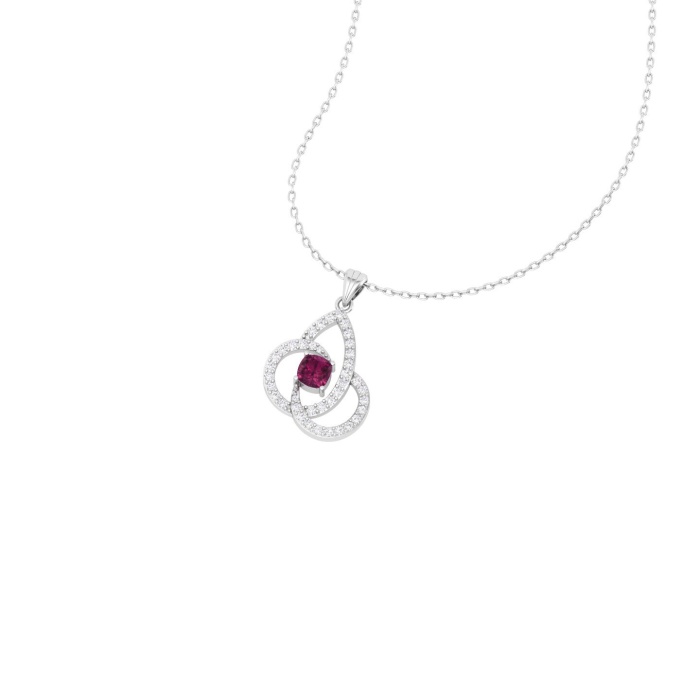 Solid 14K Gold Natural Rhodolite Garnet Necklace, Minimalist Diamond Pendant, January Birthstone, Gift for her, Everyday Gemstone Pendant | Save 33% - Rajasthan Living 10
