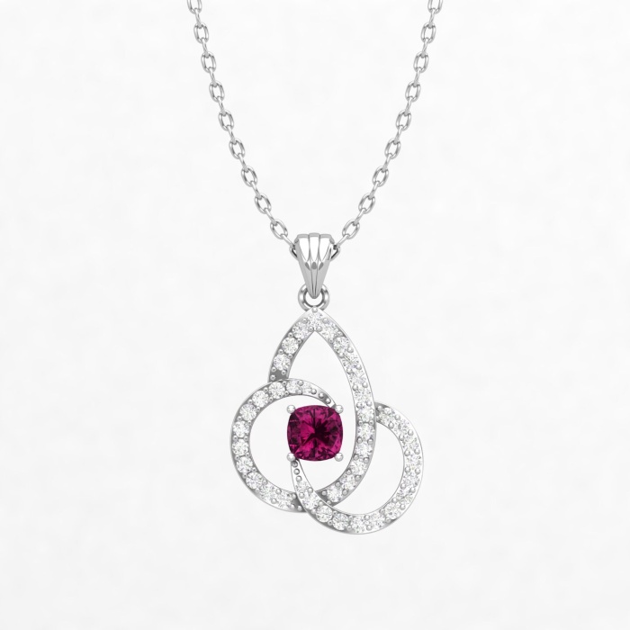 Solid 14K Gold Natural Rhodolite Garnet Necklace, Minimalist Diamond Pendant, January Birthstone, Gift for her, Everyday Gemstone Pendant | Save 33% - Rajasthan Living 12