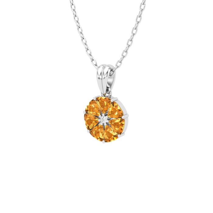 14K Solid Natural Citrine Gold Necklace, Unique Diamond Pendant, November Birthstone Jewelry For Women, Everyday Gemstone Pendant For Her | Save 33% - Rajasthan Living 14