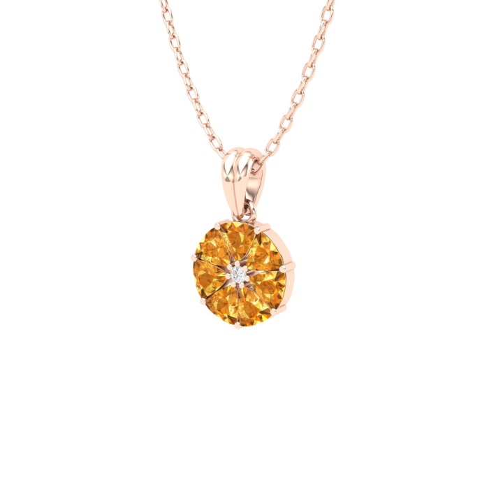 14K Solid Natural Citrine Gold Necklace, Unique Diamond Pendant, November Birthstone Jewelry For Women, Everyday Gemstone Pendant For Her | Save 33% - Rajasthan Living 8