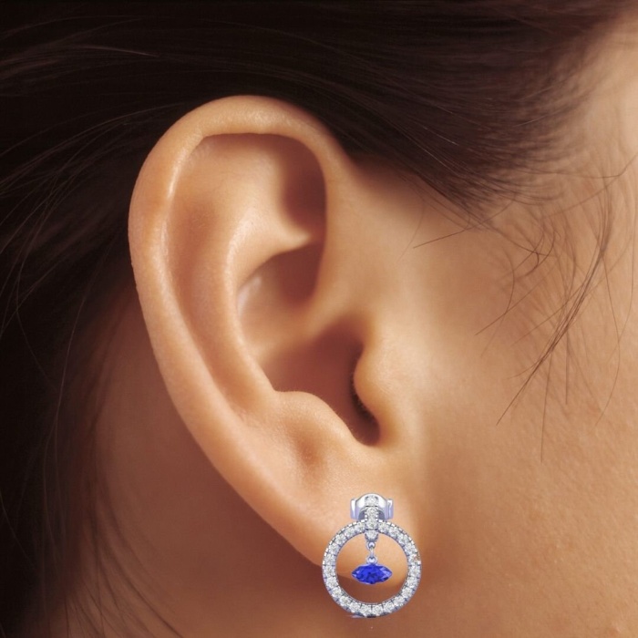 Dainty 14K Natural Tanzanite Evil Eye Dangle Earrings, December Birthstone Earrings For Women, Everyday Gemstone Jewelry For Her, Vintage | Save 33% - Rajasthan Living 9