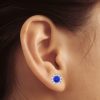 Tanzanite 14K Dainty Stud Earrings, Art Deco Style Earrings, Handmade Jewelry, Flower Stud Earrings, Party Jewelry, Gift For Women, December | Save 33% - Rajasthan Living 19