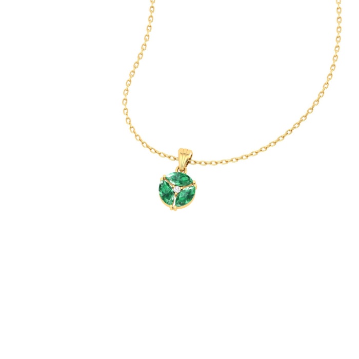 Solid 14K Natural Emerald Gold Necklace, Minimalist Diamond Pendant For Women, May Birthstone, Dainty Emerald Pendant For Women, Gold Chain | Save 33% - Rajasthan Living 10