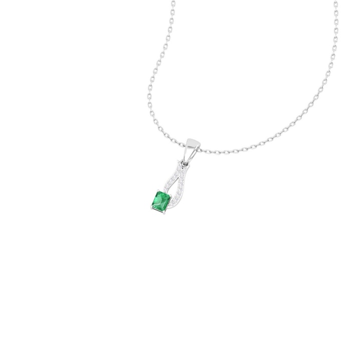 14K Solid Natural Emerald Gold Necklace, Minimalist Diamond Pendant For Her, May Birthstone, Gift forWomen, Unique Diamond Layering Necklace | Save 33% - Rajasthan Living 6
