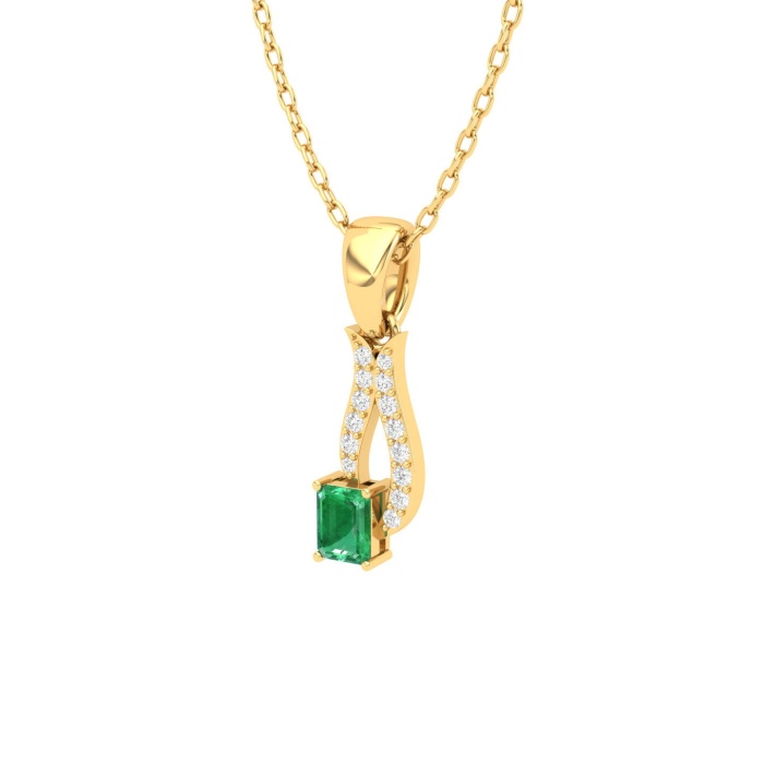 14K Solid Natural Emerald Gold Necklace, Minimalist Diamond Pendant For Her, May Birthstone, Gift forWomen, Unique Diamond Layering Necklace | Save 33% - Rajasthan Living 9