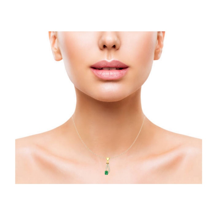 14K Solid Natural Emerald Gold Necklace, Minimalist Diamond Pendant For Her, May Birthstone, Gift forWomen, Unique Diamond Layering Necklace | Save 33% - Rajasthan Living 8