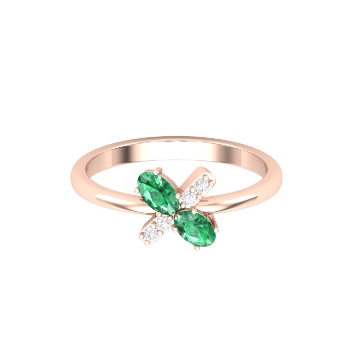 Solid 14K Gold Natural Emerald Ring, Everyday Gemstone Ring For Her, Handmade Jewellery For Women, May Birthstone Statement Ring | Save 33% - Rajasthan Living 5