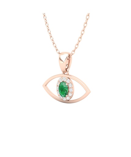 Solid 14K Natural Emerald Gold Necklace, Minimalist Diamond Pendant For Women, May Birthstone, Unique Diamond Layering Necklace For Her | Save 33% - Rajasthan Living