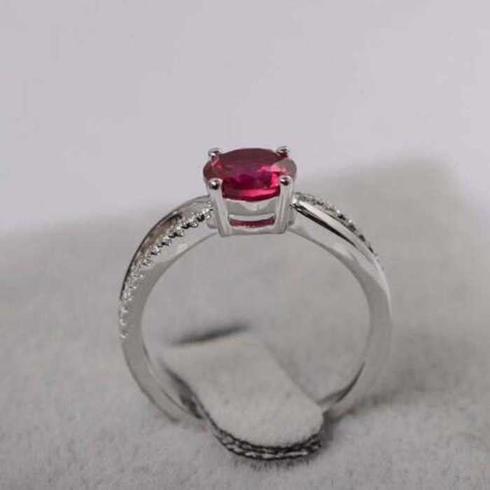 Oval Natural Ruby Promise Ring, Rose Gold plated 925S Sterling Silver, 14KR Lab-Grown Ruby July Birthday Ring, Birthstone Gift for her | Save 33% - Rajasthan Living 6