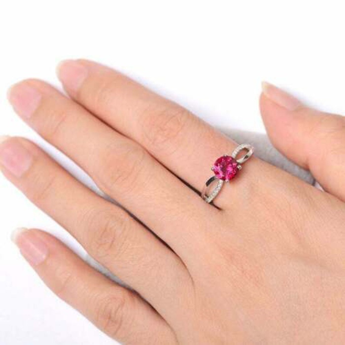 Oval Natural Ruby Promise Ring, Rose Gold plated 925S Sterling Silver, 14KR Lab-Grown Ruby July Birthday Ring, Birthstone Gift for her | Save 33% - Rajasthan Living 8