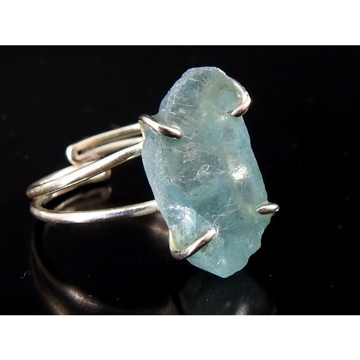 Aquamarine Natural Rough Rings/925 Sterling Silver Jewelry/Adjustable/Loose Raw/Wire-Wrapped/Minerals Stone/One Of A Kind/20-22MM Long/CJ-1 | Save 33% - Rajasthan Living 6
