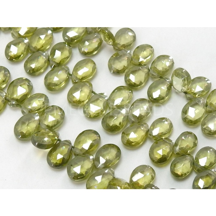 Peridot Green Zircon Faceted Teardrops,Drop,Loose Stone,Handmade,Wholesaler,Supplies 6Inches 8X5To6X4MM Approx,100%Natural PME-BR10 | Save 33% - Rajasthan Living 5