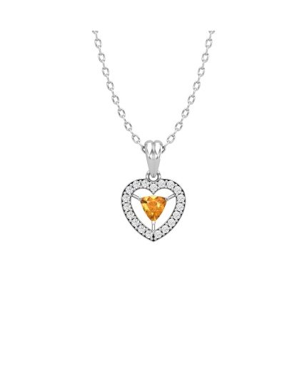 14K Dainty Natural Citrine Gold Designer Necklace, Diamond Pendant For Her, Gemstone Jewelry For Women, November Birthstone Pendant | Save 33% - Rajasthan Living