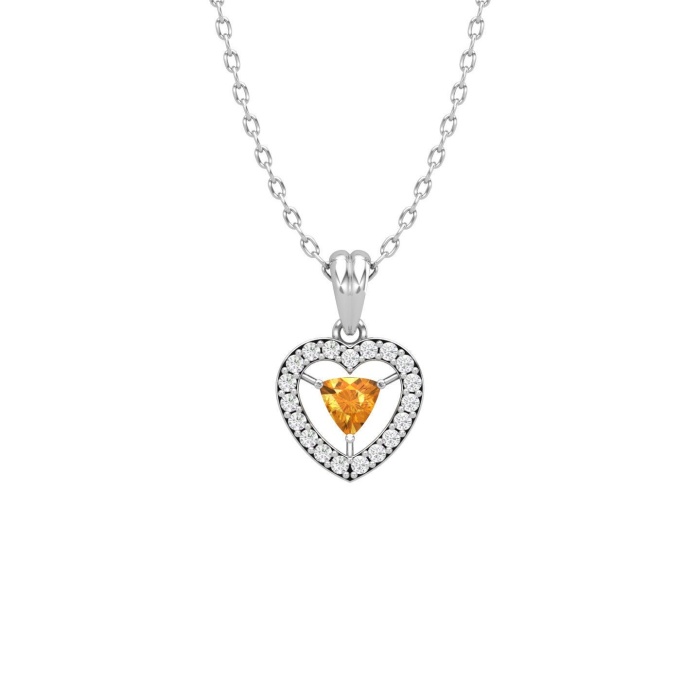 14K Dainty Natural Citrine Gold Designer Necklace, Diamond Pendant For Her, Gemstone Jewelry For Women, November Birthstone Pendant | Save 33% - Rajasthan Living 5
