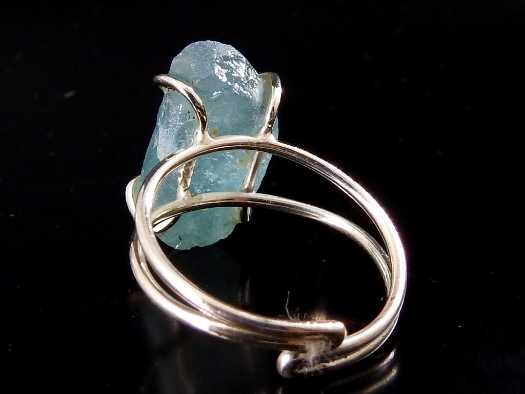 Aquamarine Natural Rough Rings/925 Sterling Silver Jewelry/Adjustable/Loose Raw/Wire-Wrapped/Minerals Stone/One Of A Kind/20-22MM Long/CJ-1 | Save 33% - Rajasthan Living 15