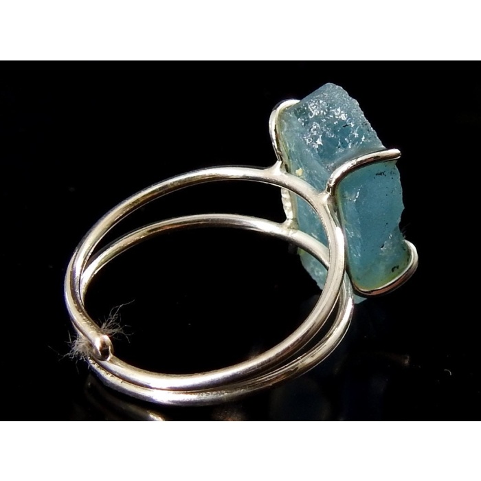 Aquamarine Natural Rough Rings/925 Sterling Silver Jewelry/Adjustable/Loose Raw/Wire-Wrapped/Minerals Stone/One Of A Kind/20-22MM Long/CJ-1 | Save 33% - Rajasthan Living 7
