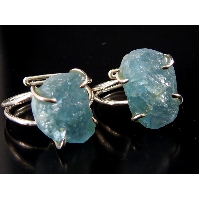 Aquamarine Natural Rough Rings/925 Sterling Silver Jewelry/Adjustable/Loose Raw/Wire-Wrapped/Minerals Stone/One Of A Kind/20-22MM Long/CJ-1 | Save 33% - Rajasthan Living 5