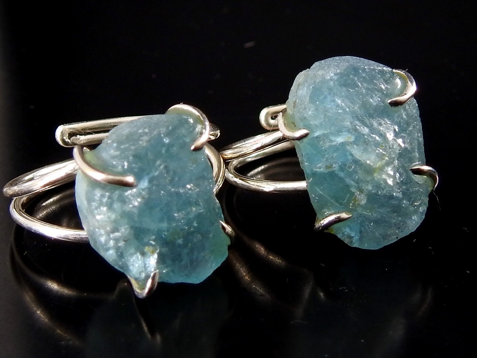 Aquamarine Natural Rough Rings/925 Sterling Silver Jewelry/Adjustable/Loose Raw/Wire-Wrapped/Minerals Stone/One Of A Kind/20-22MM Long/CJ-1 | Save 33% - Rajasthan Living 11