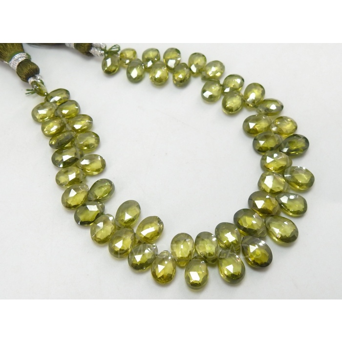 Peridot Green Zircon Faceted Teardrops,Drop,Loose Stone,Handmade,Wholesaler,Supplies 6Inches 8X5To6X4MM Approx,100%Natural PME-BR10 | Save 33% - Rajasthan Living 7