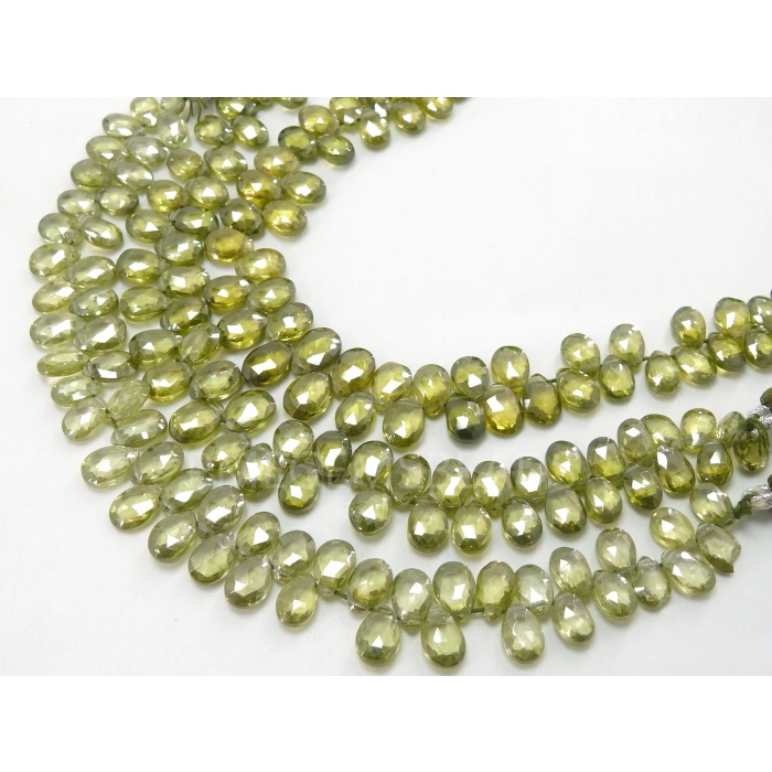 Peridot Green Zircon Faceted Teardrops,Drop,Loose Stone,Handmade,Wholesaler,Supplies 6Inches 8X5To6X4MM Approx,100%Natural PME-BR10 | Save 33% - Rajasthan Living 9