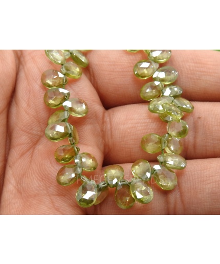 Peridot Green Zircon Faceted Teardrops,Drop,Loose Stone,Handmade,Wholesaler,Supplies 6Inches 8X5To6X4MM Approx,100%Natural PME-BR10 | Save 33% - Rajasthan Living 3