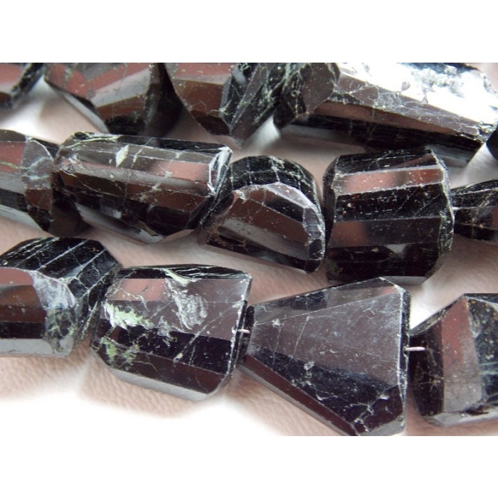 Black Tourmaline Faceted Tumble,Nuggets,8Inches 20X12To15X13MM Approx,Wholesale Price,New Arrival,PME(TU5) | Save 33% - Rajasthan Living 6