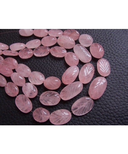 Rose Quartz Carving Bead,Oval Cut,Tumble,Nugget,Loose Stone,Pink,Wholesaler,Supplies 10Inch Strand 19X12To12X10MM Approx (pme) TU3 | Save 33% - Rajasthan Living
