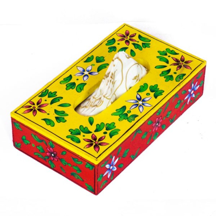 Handpainted Tissue Box Holder (IHK14016) | Save 33% - Rajasthan Living 7