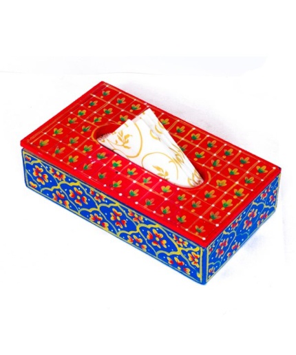 Handpainted Tissue Box Holder (IHK14017) | Save 33% - Rajasthan Living 3