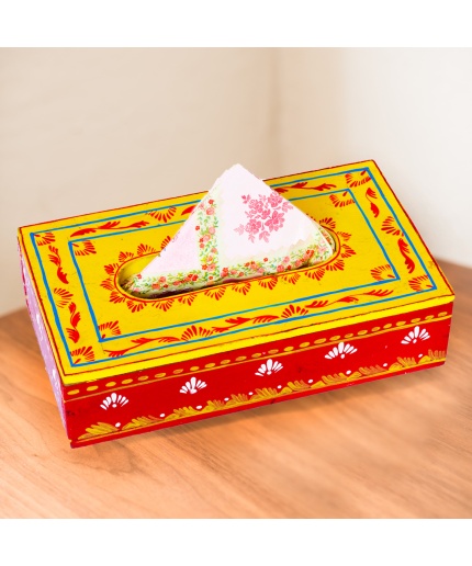 Handpainted Tissue Box Holder (IHK-14021) | Save 33% - Rajasthan Living