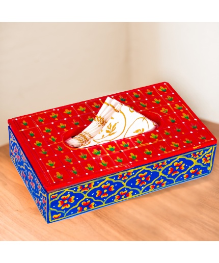 Handpainted Tissue Box Holder (IHK14017) | Save 33% - Rajasthan Living