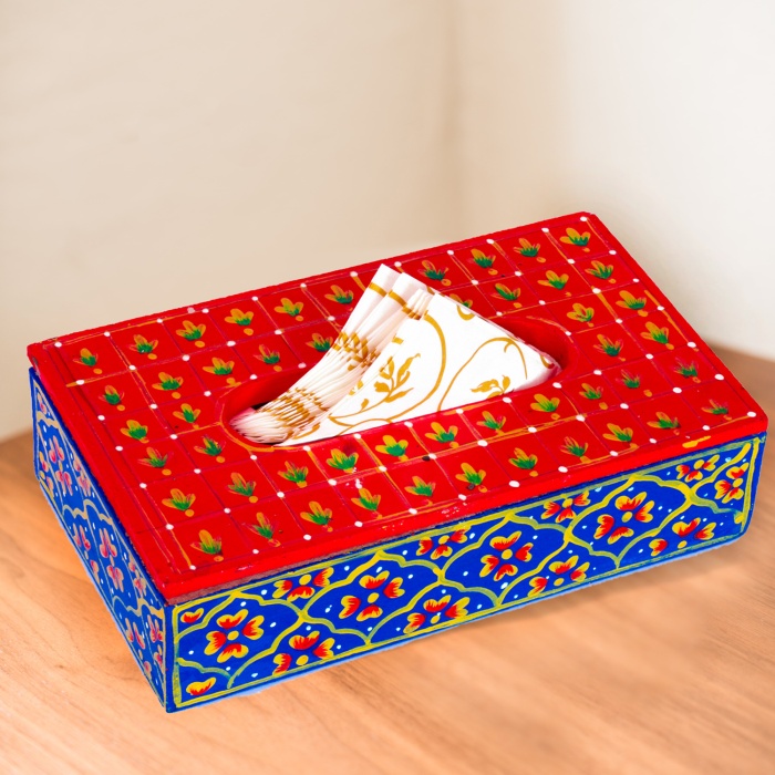 Handpainted Tissue Box Holder (IHK14017) | Save 33% - Rajasthan Living 5