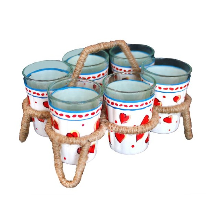 Valentine Special Handpainted Kettle Set With 6 Glass & 1 Trey | Save 33% - Rajasthan Living 8