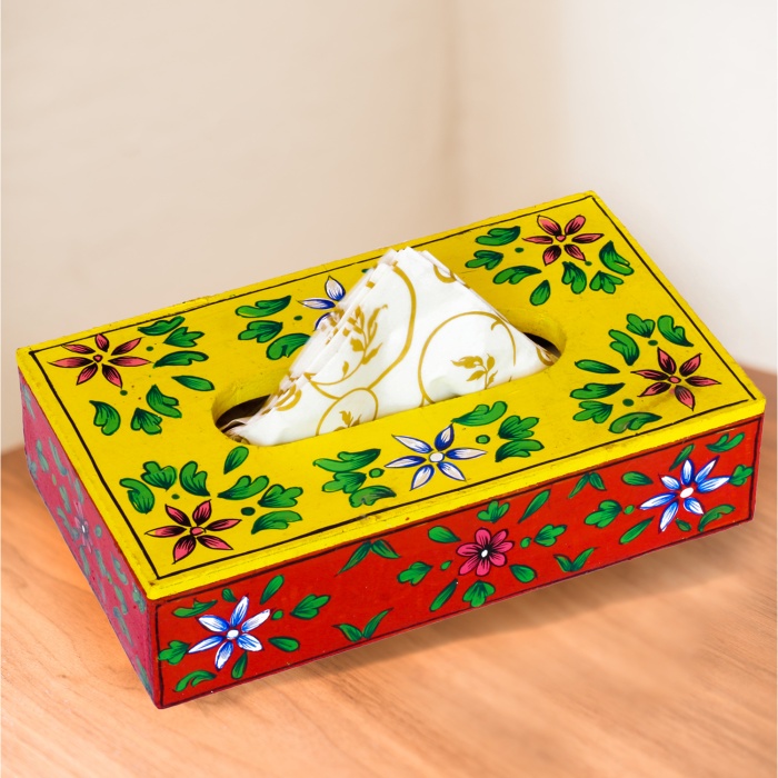 Handpainted Tissue Box Holder (IHK14016) | Save 33% - Rajasthan Living 5
