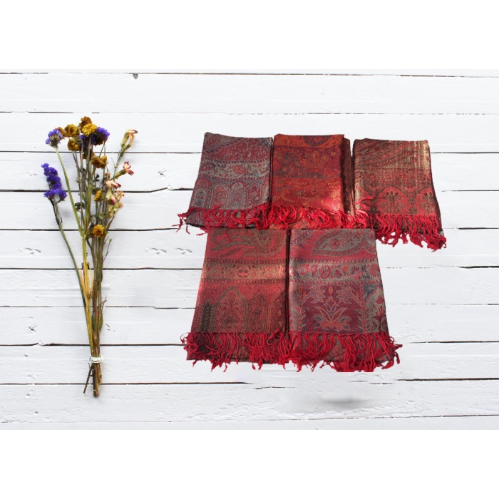 Red Silk Pashmina Shawl, Wedding Shawl,Handwoven Silk Shawl, Long Silk Scarf,Foulard | Save 33% - Rajasthan Living 5