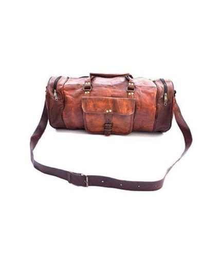 Vintage Leather Duffle Bag 22X11 inch from iHandikart Handicrafts made of 100% Goat Leather, Luggage Bag Suitable for Travelling also Known as Travel Bag, GYM Bag Best for Carrying GYM Shoes, Towel and Other Sports Acessories, it looks Trendy and Stylish Forever | Save 33% - Rajasthan Living