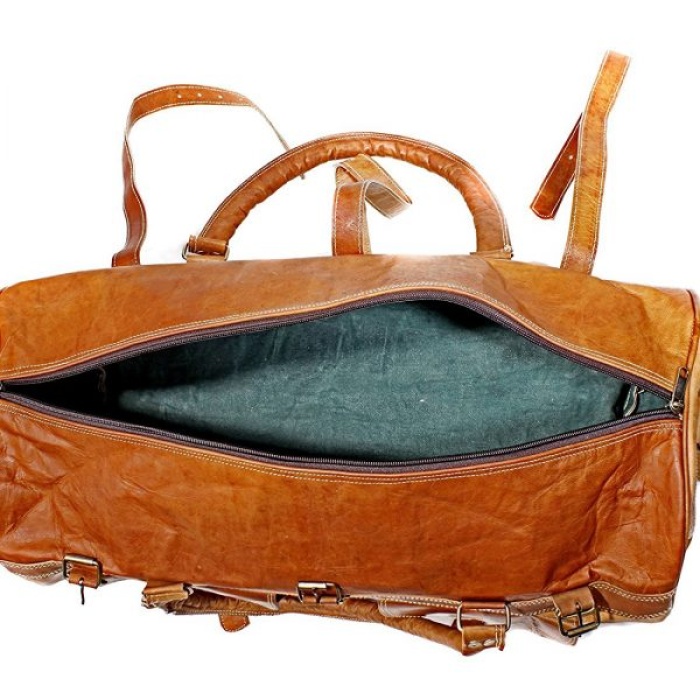 Vintage Leather Duffle Bag 24 x 11 inch from iHandikart Handicrafts made of 100% Goat Leather, Luggage Bag Suitable for Travelling also Known as Travel Bag, GYM Bag Best for Carrying GYM Shoes, Towel and Other Sports Acessories, it looks Trendy and Stylish Forever | Save 33% - Rajasthan Living 7