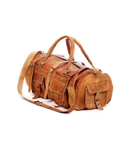Vintage Leather Duffle Bag 22 x 11 inch from iHandikart Handicrafts made of 100% Goat Leather, Luggage Bag Suitable for Travelling also Known as Travel Bag, GYM Bag Best for Carrying GYM Shoes, Towel and Other Sports Acessories, it looks Trendy and Stylish Forever | Save 33% - Rajasthan Living