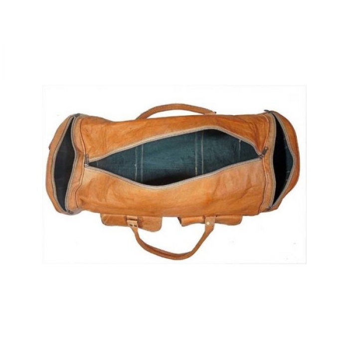 Vintage Leather Duffle Bag 22 x 11 inch from iHandikart Handicrafts made of 100% Goat Leather, Luggage Bag Suitable for Travelling also Known as Travel Bag, GYM Bag Best for Carrying GYM Shoes, Towel and Other Sports Acessories, it looks Trendy and Stylish Forever | Save 33% - Rajasthan Living 8