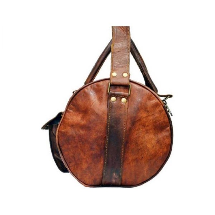 Vintage Leather Duffle Bag 20 x 10 inch from iHandikart Handicrafts made of 100% Goat Leather, Luggage Bag Suitable for Travelling also Known as Travel Bag, GYM Bag Best for Carrying GYM Shoes, Towel and Other Sports Acessories, it looks Trendy and Stylish Forever | Save 33% - Rajasthan Living 6