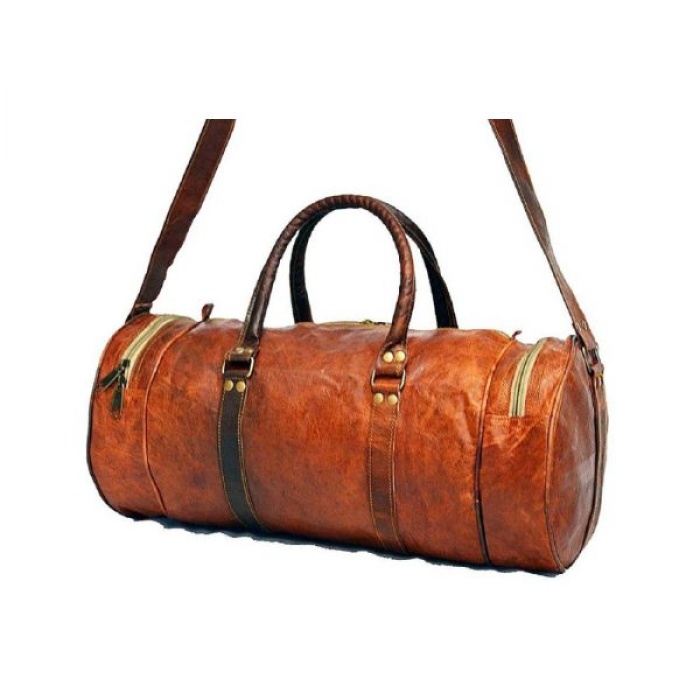 Vintage Leather Duffle Bag 18 x 10 inch from iHandikart Handicrafts made of 100% Goat Leather, Luggage Bag Suitable for Travelling also Known as Travel Bag, GYM Bag Best for Carrying GYM Shoes, Towel and Other Sports Acessories, it looks Trendy and Stylish Forever | Save 33% - Rajasthan Living 7