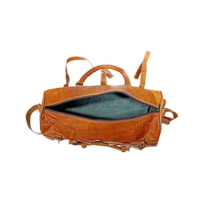 Vintage Leather Duffle Bag 26 x 12 inch from iHandikart Handicrafts made of 100% Goat Leather, Luggage Bag Suitable for Travelling also Known as Travel Bag, GYM Bag Best for Carrying GYM Shoes, Towel and Other Sports Acessories, it looks Trendy and Stylish Forever | Save 33% - Rajasthan Living 6