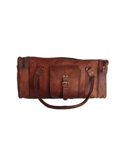 Vintage Leather Duffle Bag 24 x 11 inch from iHandikart Handicrafts made of 100% Goat Leather, Luggage Bag Suitable for Travelling also Known as Travel Bag, GYM Bag Best for Carrying GYM Shoes, Towel and Other Sports Acessories, it looks Trendy and Stylish Forever | Save 33% - Rajasthan Living