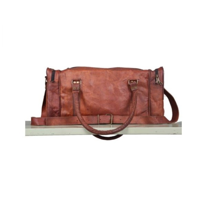 Vintage Leather Duffle Bag 24 x 11 inch from iHandikart Handicrafts made of 100% Goat Leather, Luggage Bag Suitable for Travelling also Known as Travel Bag, GYM Bag Best for Carrying GYM Shoes, Towel and Other Sports Acessories, it looks Trendy and Stylish Forever | Save 33% - Rajasthan Living 7