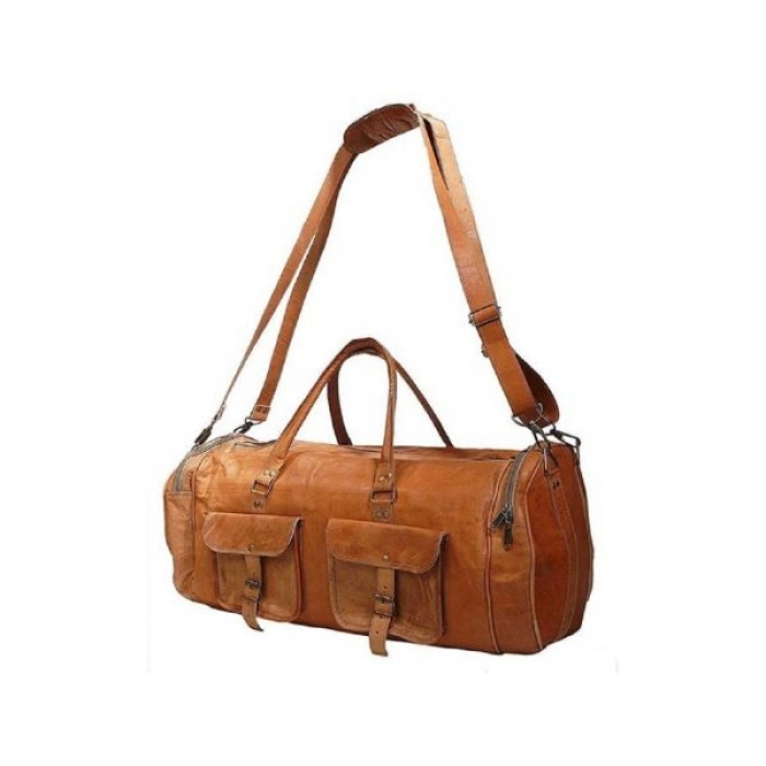Vintage Leather Duffle Bag 24 x 11 inch from iHandikart Handicrafts made of 100% Goat Leather, Luggage Bag Suitable for Travelling also Known as Travel Bag, GYM Bag Best for Carrying GYM Shoes, Towel and Other Sports Acessories, it looks Trendy and Stylish Forever | Save 33% - Rajasthan Living 6