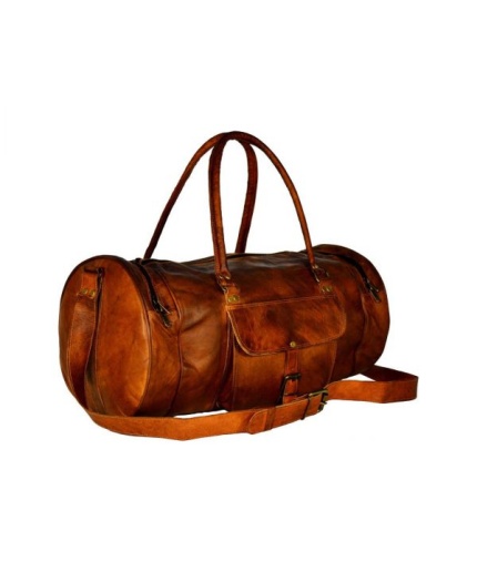 Vintage Leather Duffle Bag 18 x 10 inch from iHandikart Handicrafts made of 100% Goat Leather, Luggage Bag Suitable for Travelling also Known as Travel Bag, GYM Bag Best for Carrying GYM Shoes, Towel and Other Sports Acessories, it looks Trendy and Stylish Forever | Save 33% - Rajasthan Living