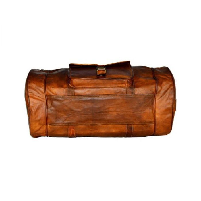 Vintage Leather Duffle Bag 18 x 10 inch from iHandikart Handicrafts made of 100% Goat Leather, Luggage Bag Suitable for Travelling also Known as Travel Bag, GYM Bag Best for Carrying GYM Shoes, Towel and Other Sports Acessories, it looks Trendy and Stylish Forever | Save 33% - Rajasthan Living 7