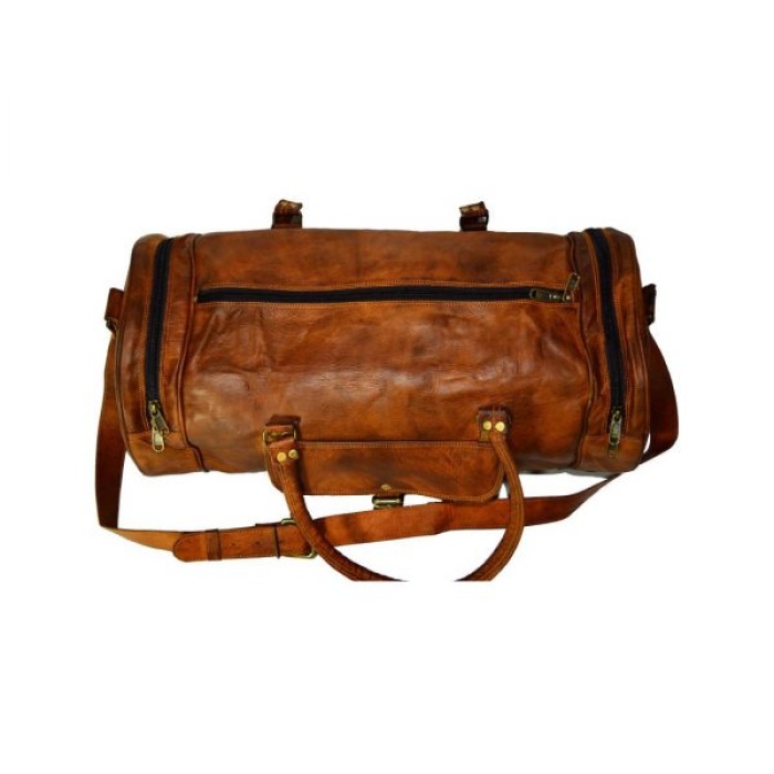 Vintage Leather Duffle Bag 18 x 10 inch from iHandikart Handicrafts made of 100% Goat Leather, Luggage Bag Suitable for Travelling also Known as Travel Bag, GYM Bag Best for Carrying GYM Shoes, Towel and Other Sports Acessories, it looks Trendy and Stylish Forever | Save 33% - Rajasthan Living 8