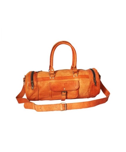 Goat Leather GYM Duffle Bag 18 x 10 inches from iHandikart Handicraft made of Vintage Leather, Luggage Bag Suitable for Travelling also known as Travel Bag, Best for Carrying GYM Shoes, Towel, Clothes and other Sports Acessories, it Looks Trendy and Stylish forever | Save 33% - Rajasthan Living